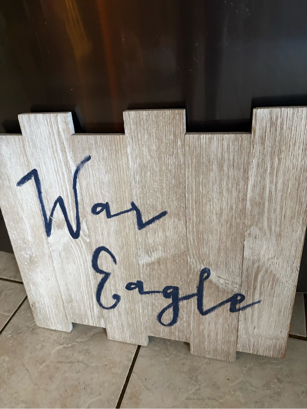 Handmade 'War Eagle' Wood Wall Decor in Natural and Navy